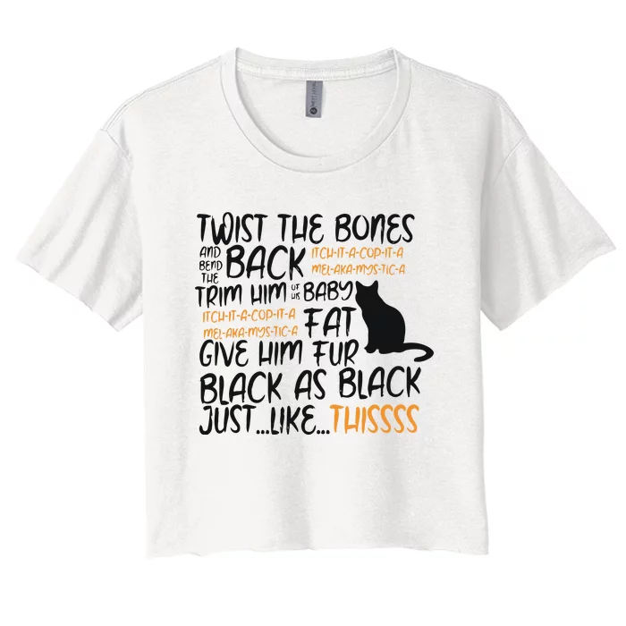 Twist The Bones Gift For Halloween Funny Cat Women's Crop Top Tee