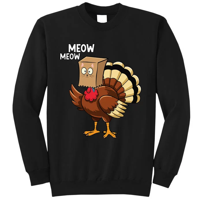 Thanksgiving Turkey Cat Meow Funnythanksgiving Sweatshirt