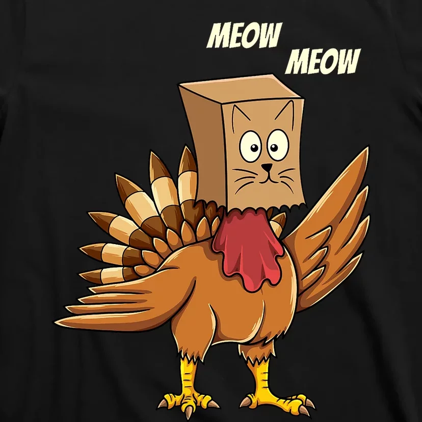 Thanksgiving Turkey Cat Meow Funny Thanksgiving T-Shirt