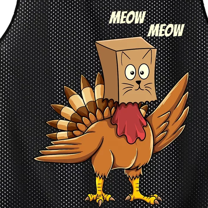 Thanksgiving Turkey Cat Meow Funny Thanksgiving Mesh Reversible Basketball Jersey Tank