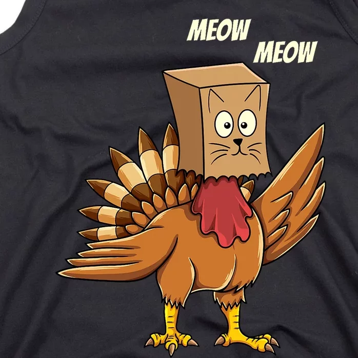 Thanksgiving Turkey Cat Meow Funny Thanksgiving Tank Top