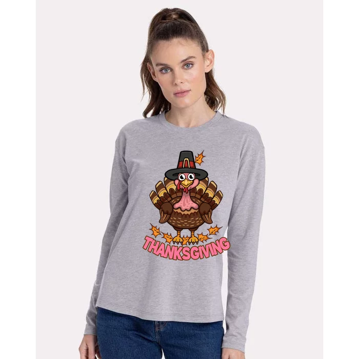 Thanksgiving Turkey Cute Holiday Womens Cotton Relaxed Long Sleeve T-Shirt