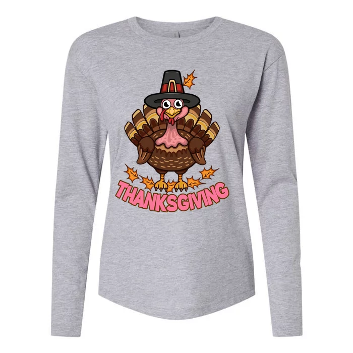 Thanksgiving Turkey Cute Holiday Womens Cotton Relaxed Long Sleeve T-Shirt