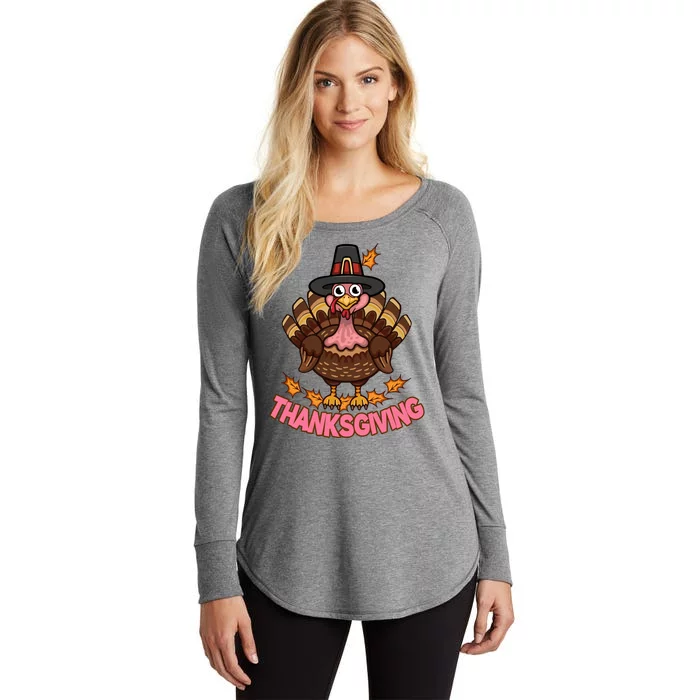 Thanksgiving Turkey Cute Holiday Women's Perfect Tri Tunic Long Sleeve Shirt