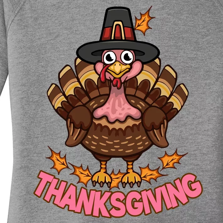 Thanksgiving Turkey Cute Holiday Women's Perfect Tri Tunic Long Sleeve Shirt