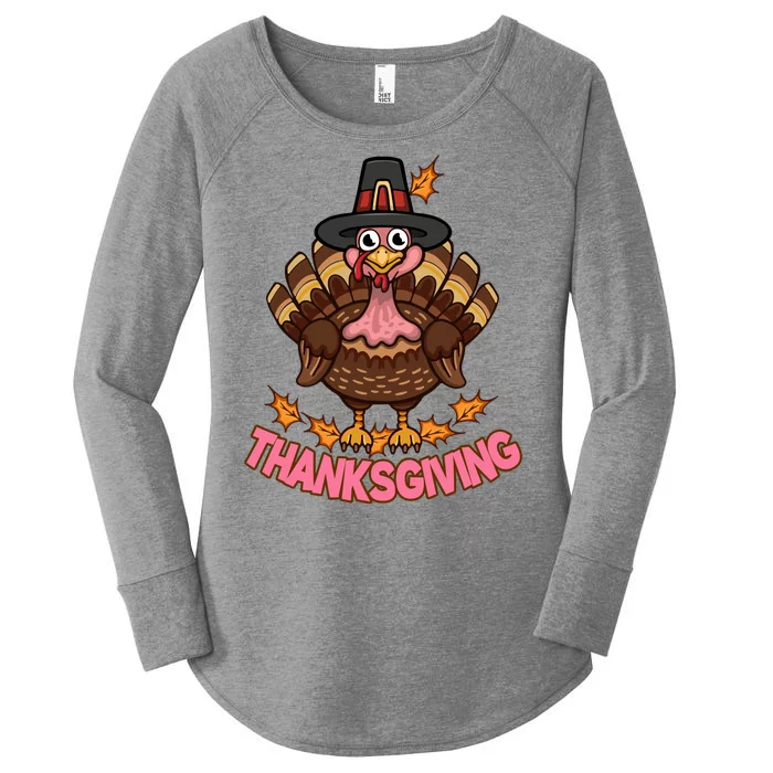 Thanksgiving Turkey Cute Holiday Women's Perfect Tri Tunic Long Sleeve Shirt