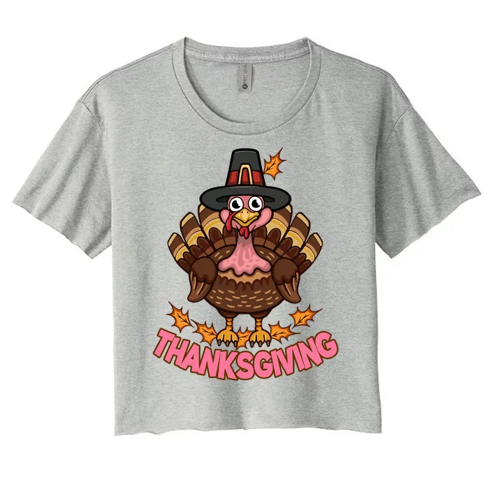 Thanksgiving Turkey Cute Holiday Women's Crop Top Tee