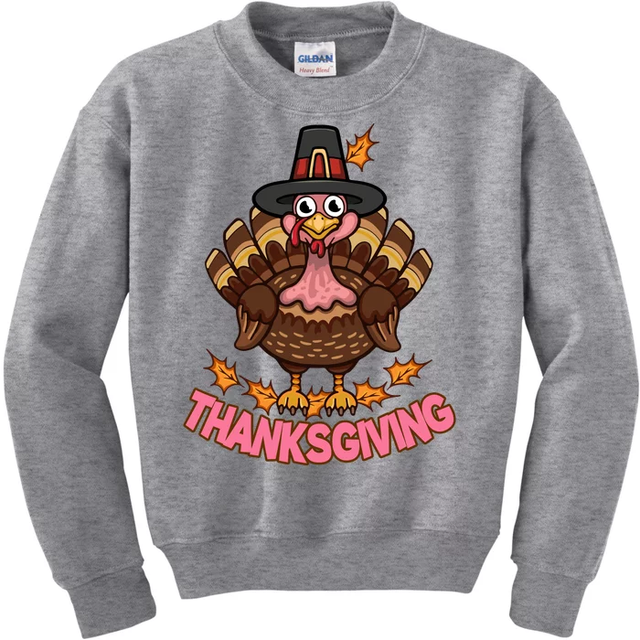 Thanksgiving Turkey Cute Holiday Kids Sweatshirt