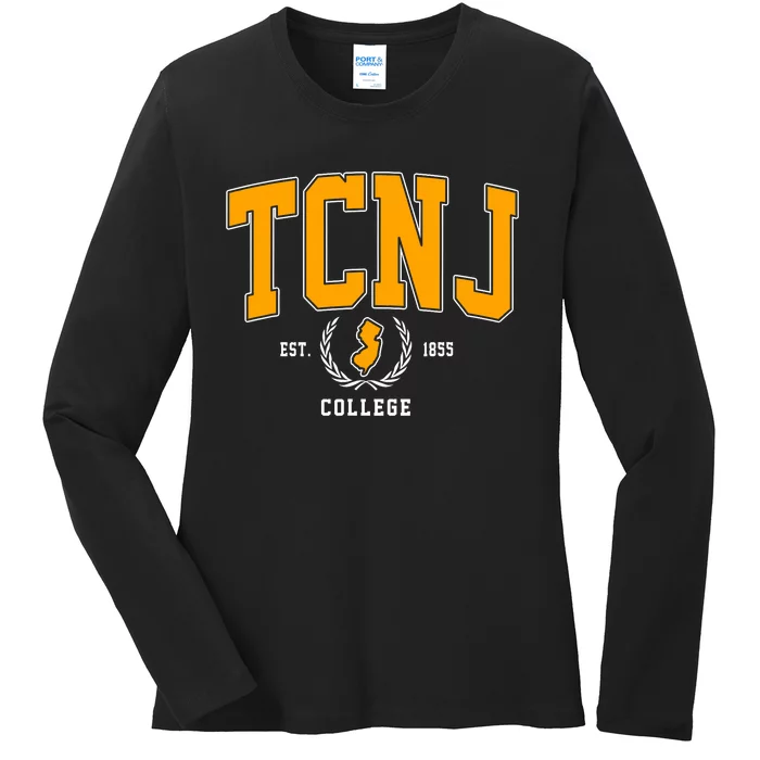 Tcnj The College Of New Jersey Arch Design Vintage Ladies Long Sleeve Shirt