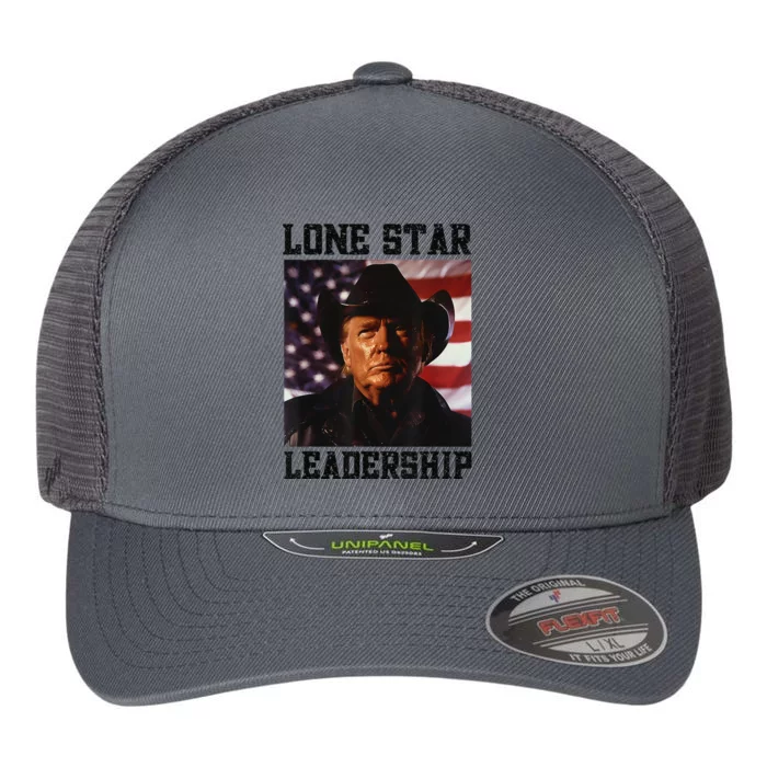 Texan Trump Cow Hat Us Flag Southern Lone Star Leadership Flexfit Unipanel Trucker Cap