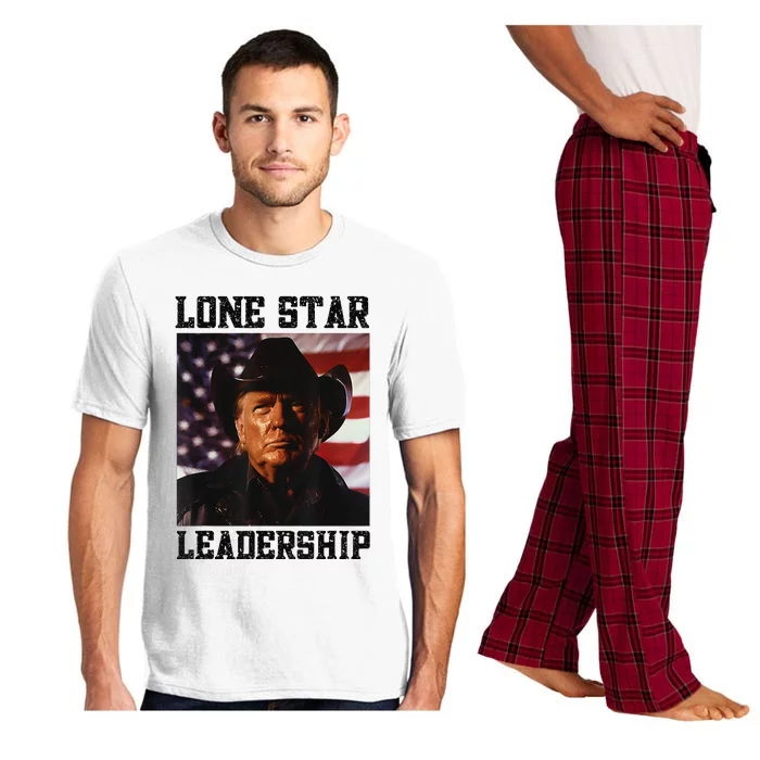 Texan Trump Cow Hat Us Flag Southern Lone Star Leadership Pajama Set