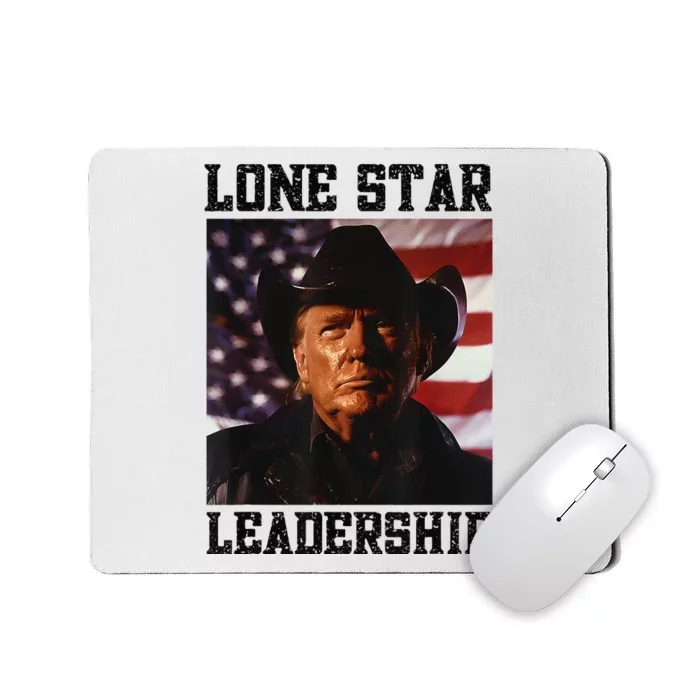 Texan Trump Cow Hat Us Flag Southern Lone Star Leadership Mousepad