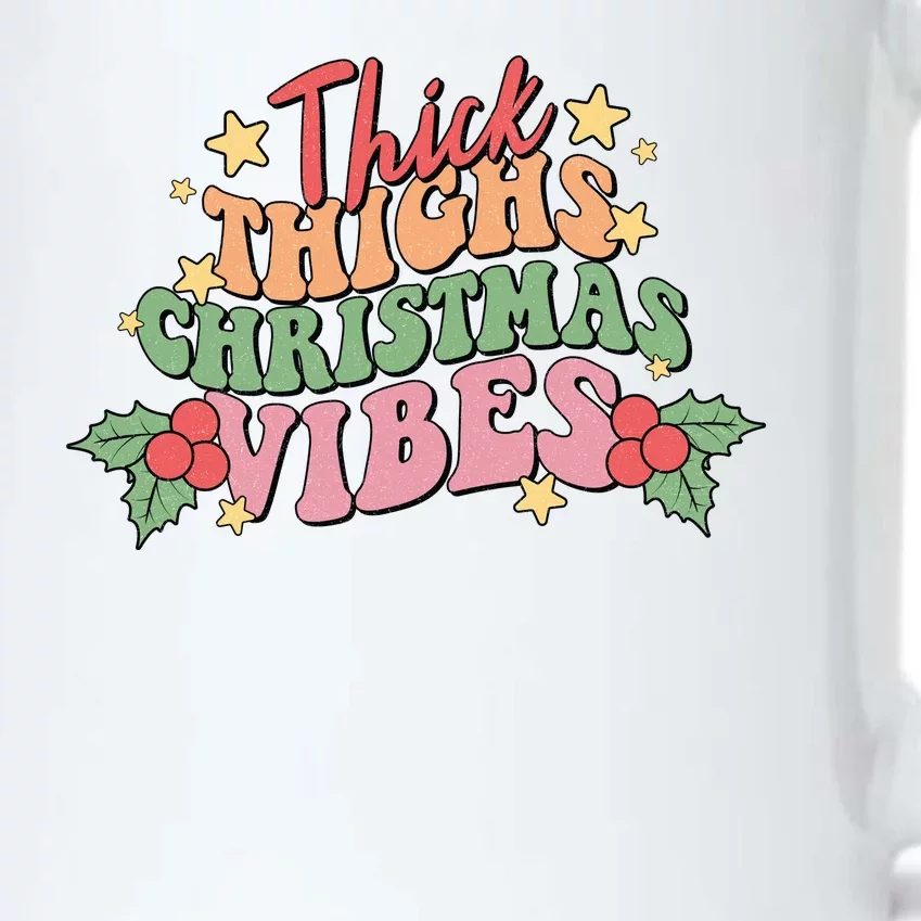 Thick Thighs Christmas Vibes Retro Holiday Funny Black Color Changing Mug