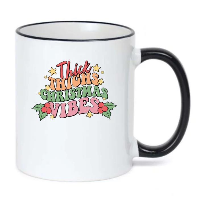 Thick Thighs Christmas Vibes Retro Holiday Funny Black Color Changing Mug