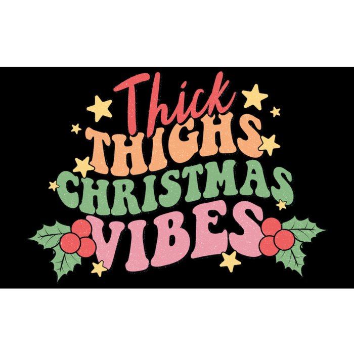 Thick Thighs Christmas Vibes Retro Holiday Funny Bumper Sticker