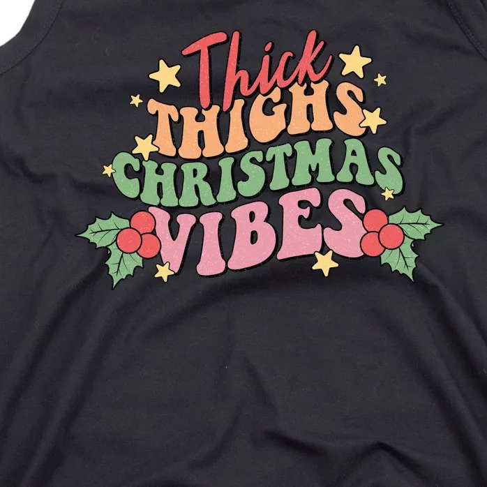 Thick Thighs Christmas Vibes Retro Holiday Funny Tank Top