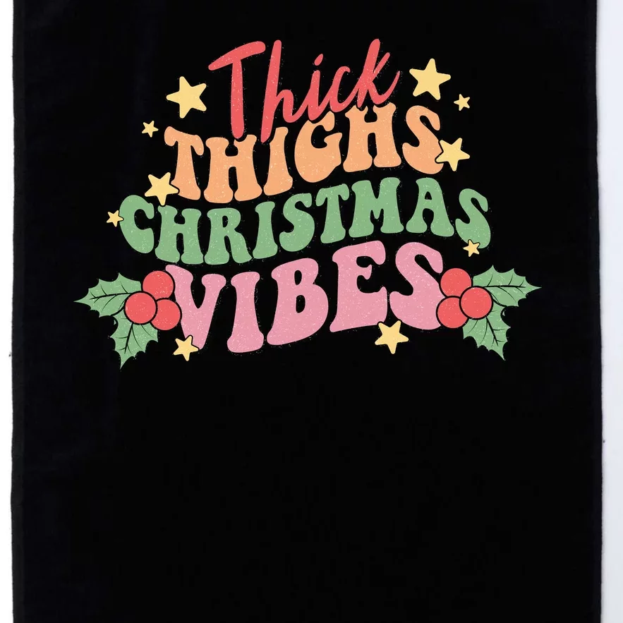 Thick Thighs Christmas Vibes Retro Holiday Funny Platinum Collection Golf Towel