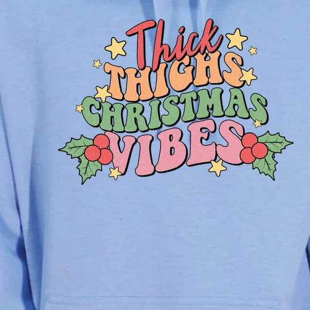 Thick Thighs Christmas Vibes Retro Holiday Funny Unisex Surf Hoodie