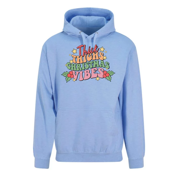 Thick Thighs Christmas Vibes Retro Holiday Funny Unisex Surf Hoodie