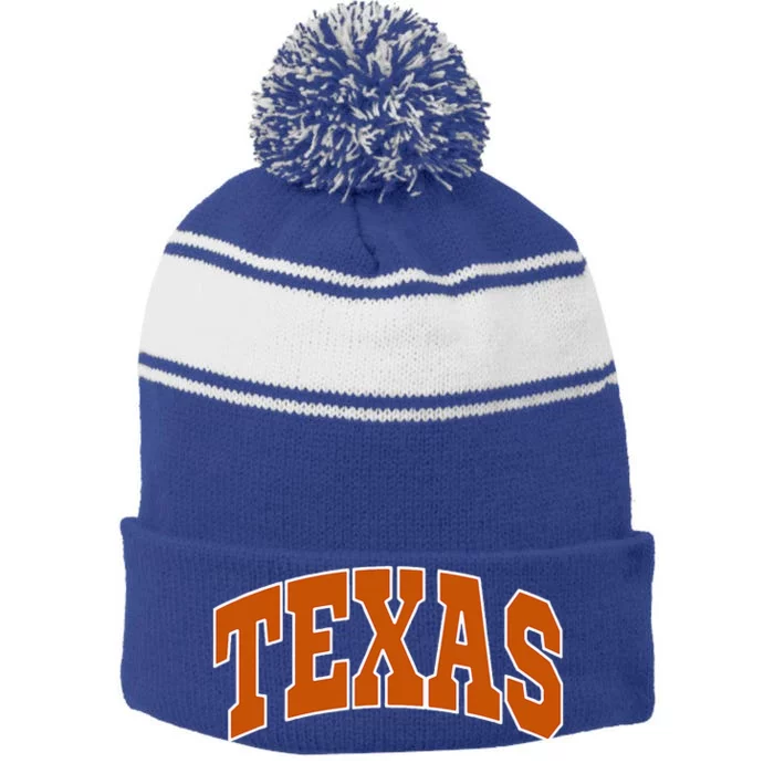 Texas Throwback Classic Stripe Pom Pom Beanie