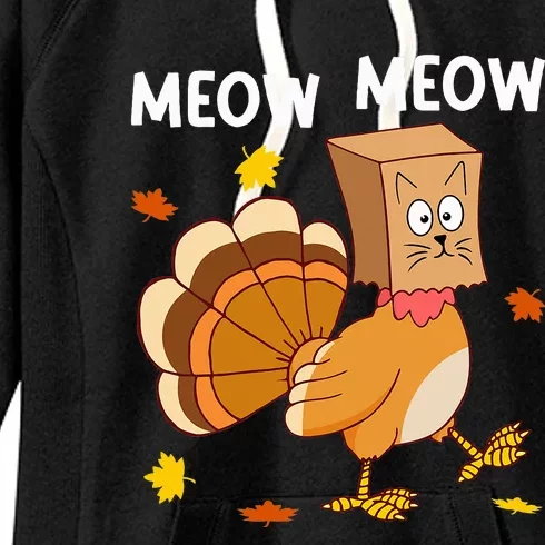 Thanksgiving Turkey Cat Meow Women's Fleece Hoodie