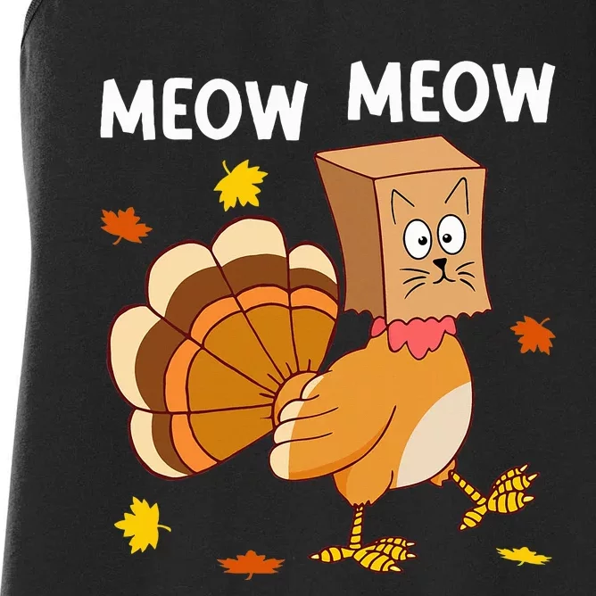 Thanksgiving Turkey Cat Meow Women's Racerback Tank