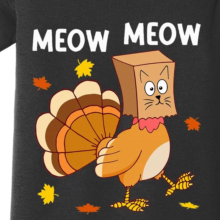 Thanksgiving Turkey Cat Meow Baby Bodysuit