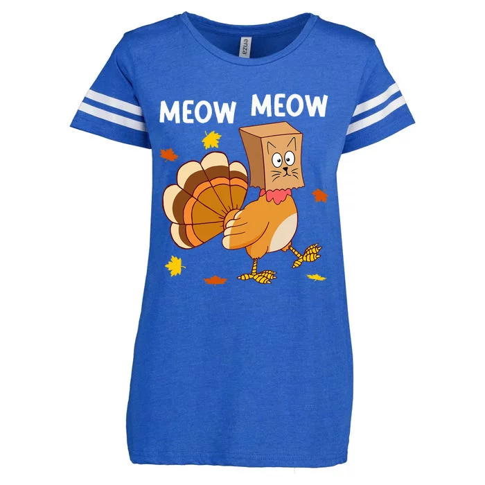 Thanksgiving Turkey Cat Meow Enza Ladies Jersey Football T-Shirt