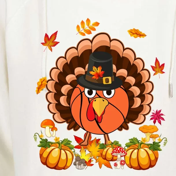 Thanksgiving Turkey Costume Basketball Ball Lover Player Gift Womens Funnel Neck Pullover Hood