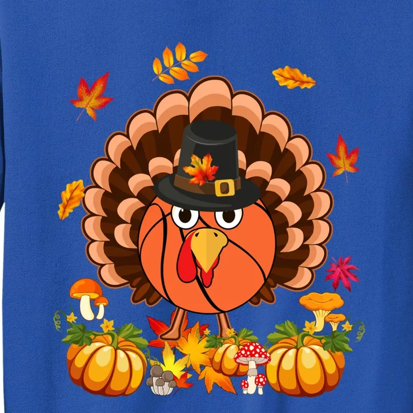 Thanksgiving Turkey Costume Basketball Ball Lover Player Gift Tall Sweatshirt