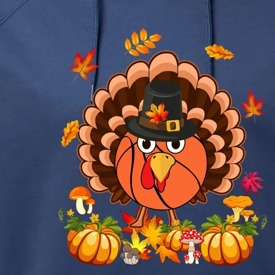 Thanksgiving Turkey Costume Basketball Ball Lover Player Gift Performance Fleece Hoodie