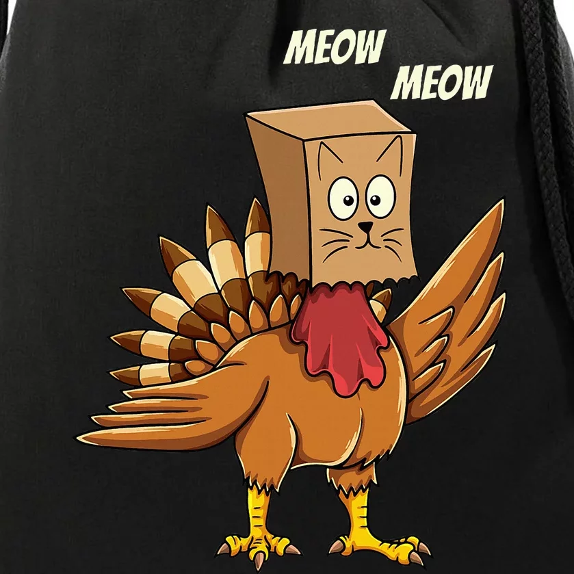 Thanksgiving Turkey Cat Meowthanksgiving Drawstring Bag