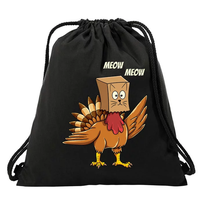 Thanksgiving Turkey Cat Meowthanksgiving Drawstring Bag