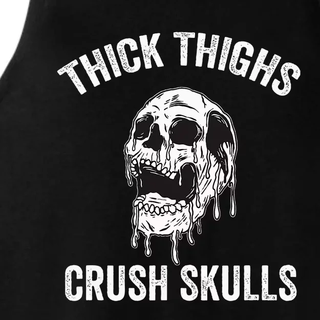 Thick Thighs Crush Skulls Funny Gym Motivation Legs Day Ladies Tri-Blend Wicking Tank