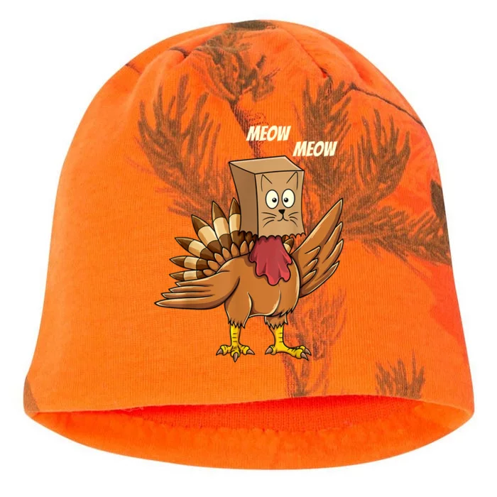 Thanksgiving Turkey Cat Meow Funny Thanksgiving Kati - Camo Knit Beanie