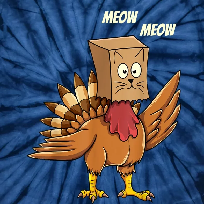 Thanksgiving Turkey Cat Meow Funny Thanksgiving Tie-Dye T-Shirt