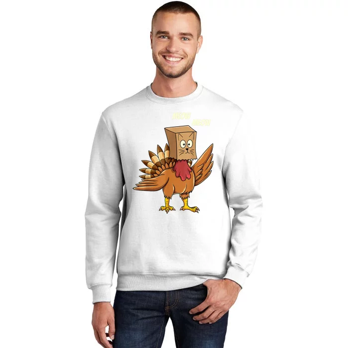 Thanksgiving Turkey Cat Meow Funny Thanksgiving Sweatshirt