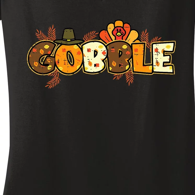 Thanksgiving Turkey Celebration Joyful Festivities Women's V-Neck T-Shirt