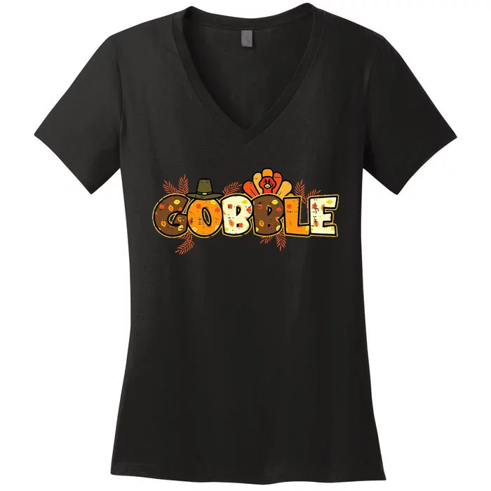 Thanksgiving Turkey Celebration Joyful Festivities Women's V-Neck T-Shirt