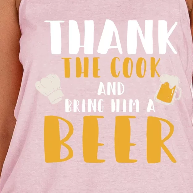 Thank The Cook And Bring Him A Beer Funny Chef Funny Gift Women's Knotted Racerback Tank