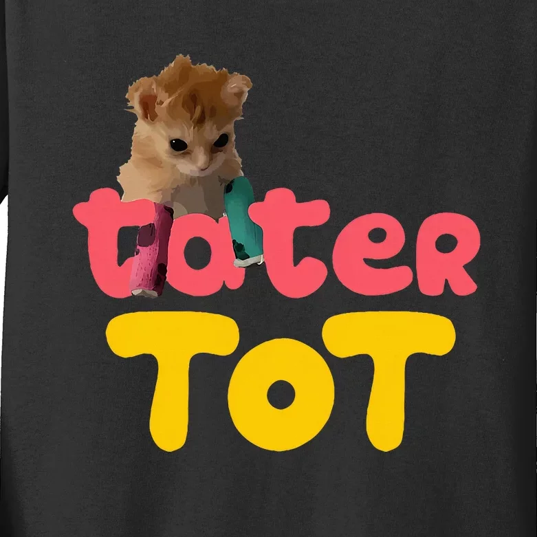 Tater Tot Cute Cat Kids Long Sleeve Shirt