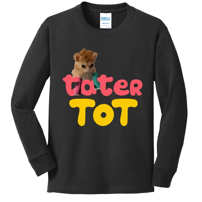 Tater Tot Cute Cat Kids Long Sleeve Shirt