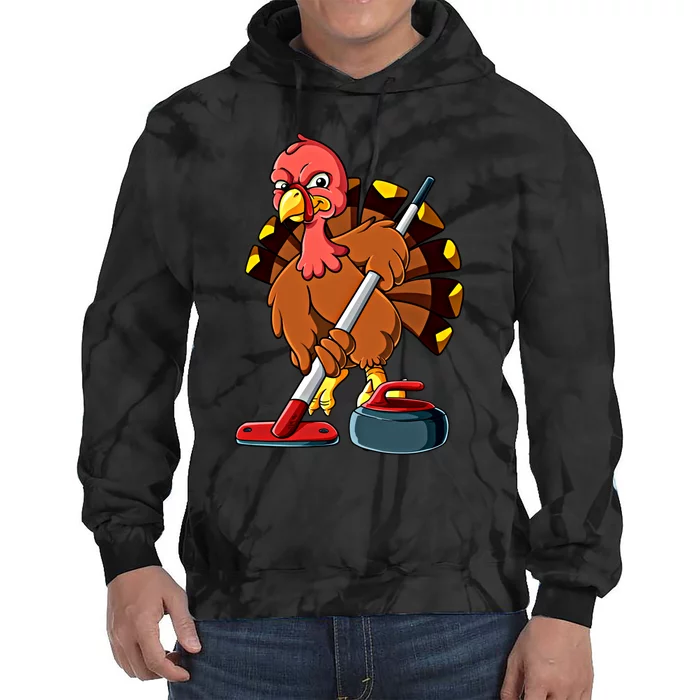 Thanksgiving Turkey Curling Meaningful Gift Tie Dye Hoodie