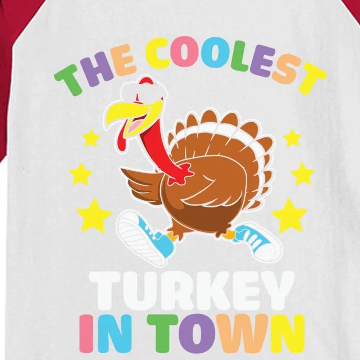 Thanksgiving The Coolest Turkey In Town Meaningful Gift Kids Colorblock Raglan Jersey