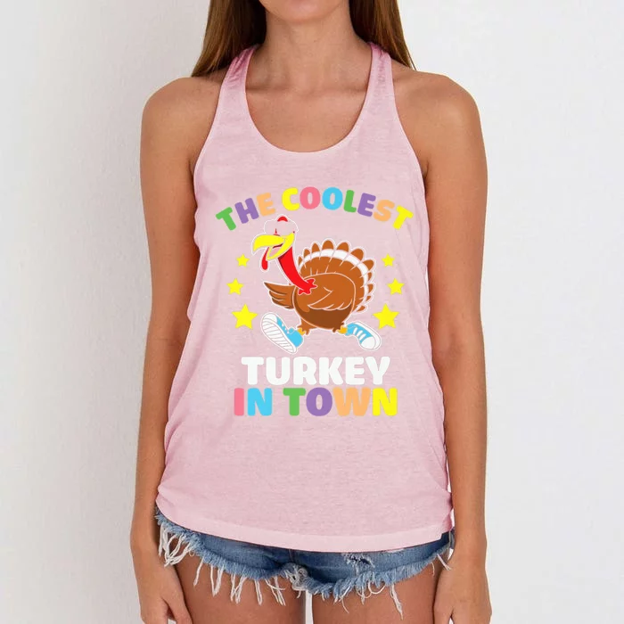 Thanksgiving The Coolest Turkey In Town Gift Women's Knotted Racerback Tank