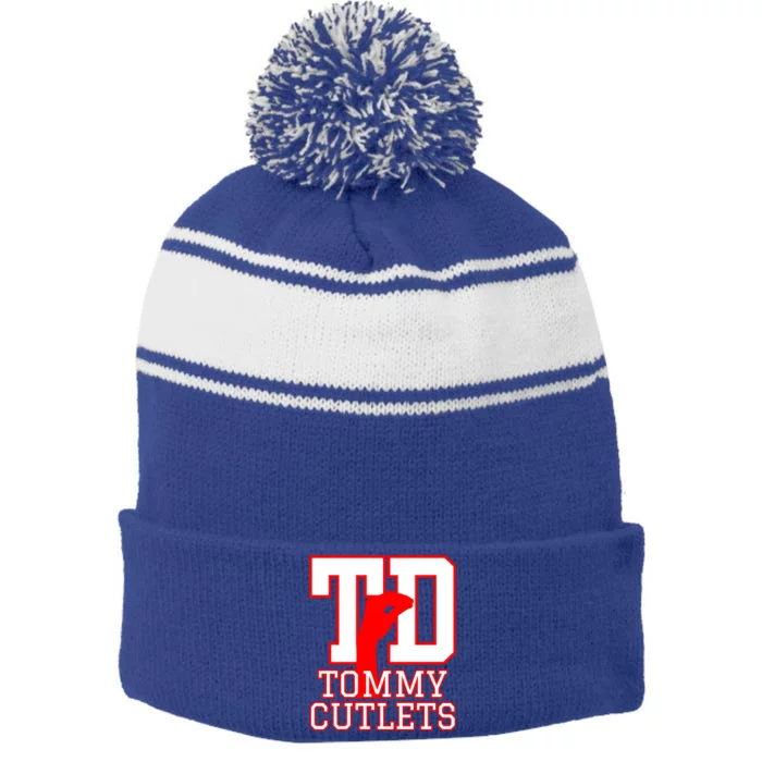 Td Tommy Cutlets New York Italian Football Stripe Pom Pom Beanie