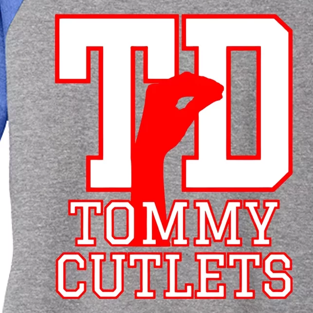 Td Tommy Cutlets New York Italian Football Women's Tri-Blend 3/4-Sleeve Raglan Shirt