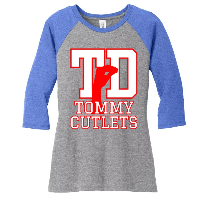 Td Tommy Cutlets New York Italian Football Women's Tri-Blend 3/4-Sleeve Raglan Shirt