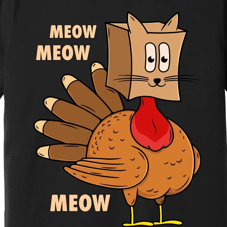 Thanksgiving Turkey Cat Funny Thanksgiving Premium T-Shirt