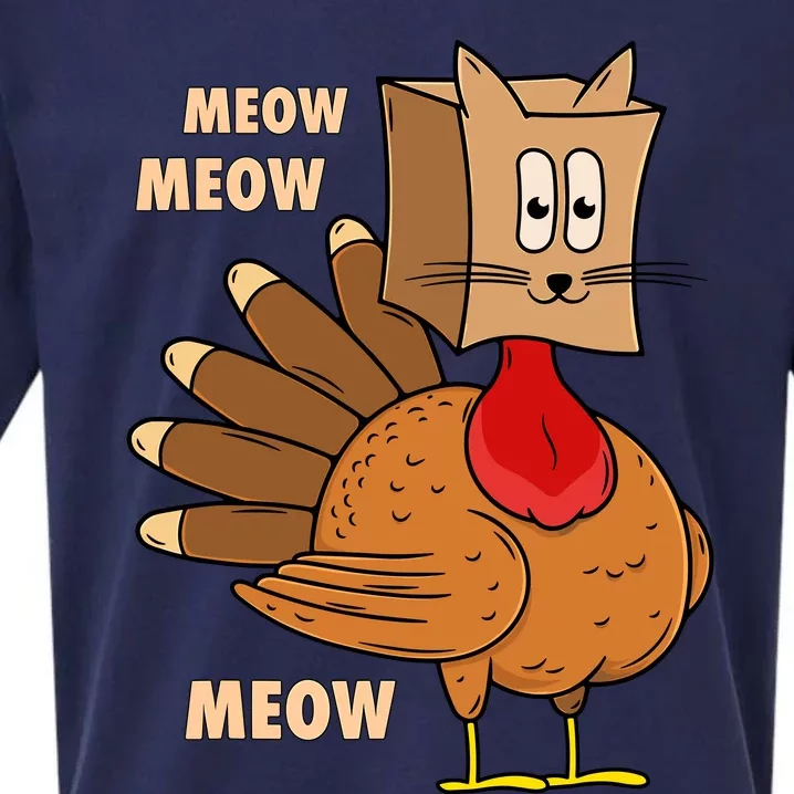 Thanksgiving Turkey Cat Funny Thanksgiving Sueded Cloud Jersey T-Shirt